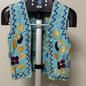 Vintage Hand Embroidered Afghanistan Floral Vest